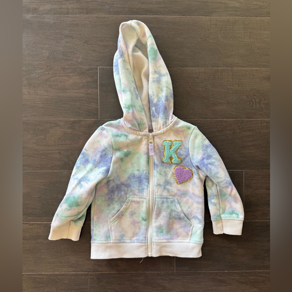 Target Cat & Jack Baby Girl Tie-Dye Hoodie With K Initial Patch Size 18 Months